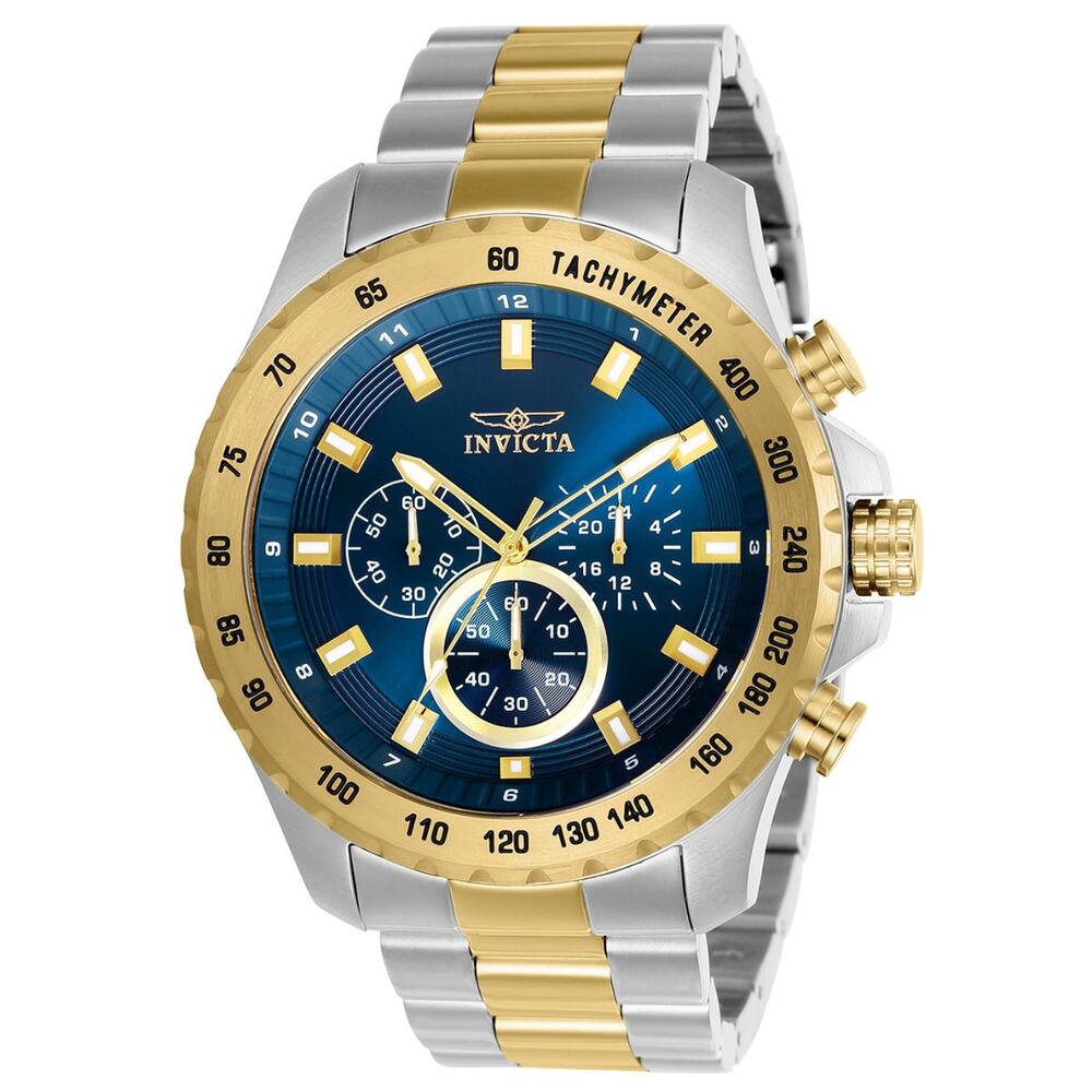 Invicta Men's Speedway Blue Chronograph Dial GOLD/SILVER 48mm Watch